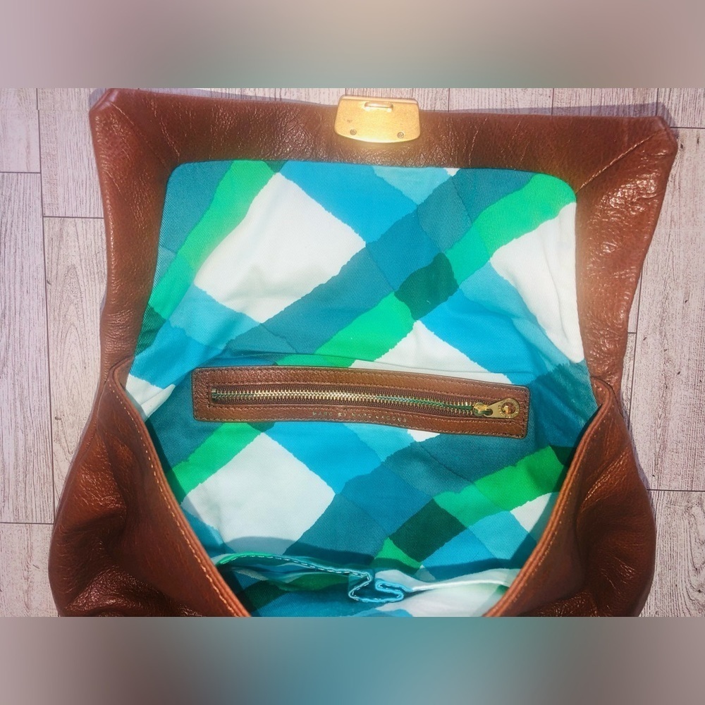 MARC JACOBS Cognac Leather Brass Butter Soft Clutch RARE - Picture 4 of 7